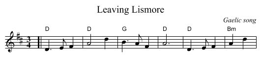 Leaving Lismore - staff notation