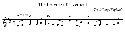 Leaving of Liverpool, The - staff notation