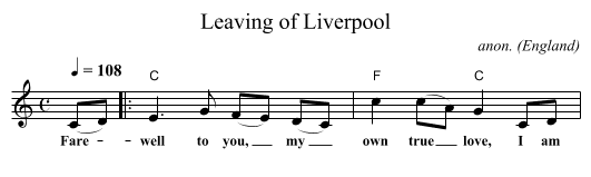 Leaving of Liverpool - staff notation