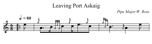 Leaving Port Askaig - staff notation