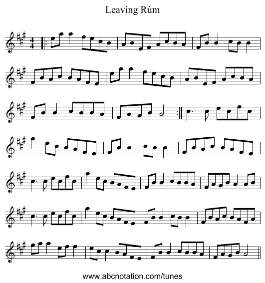 Leaving Rùm - staff notation