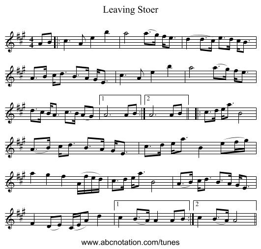 Leaving Stoer - staff notation