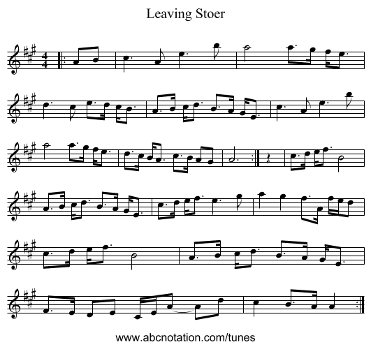 Leaving Stoer - staff notation