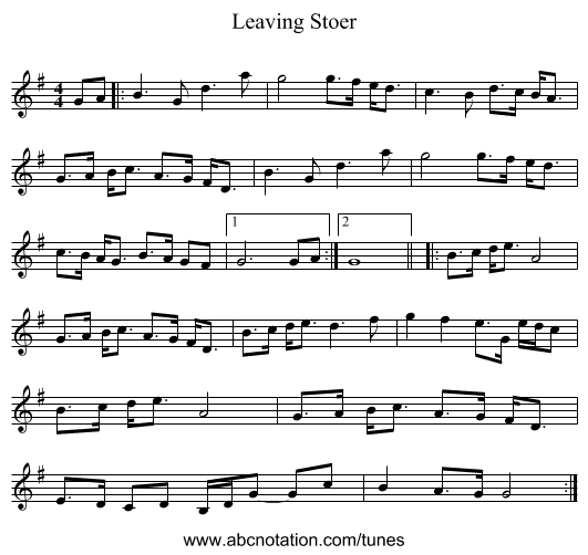 Leaving Stoer - staff notation