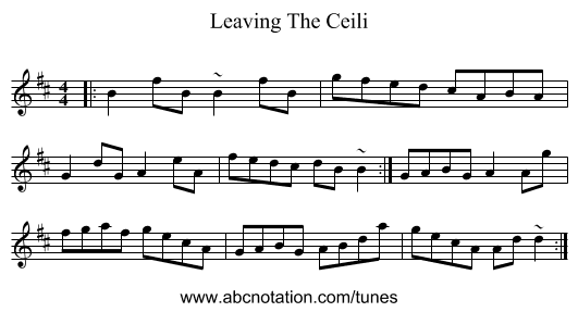 Leaving The Ceili - staff notation
