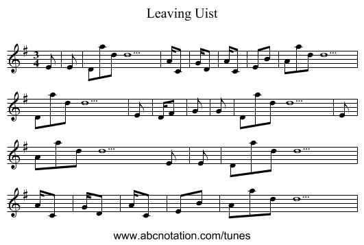 Leaving Uist - staff notation