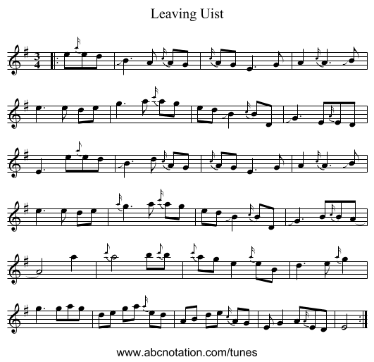 Leaving Uist - staff notation