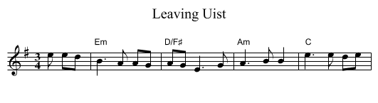 Leaving Uist - staff notation