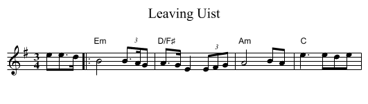 Leaving Uist - staff notation
