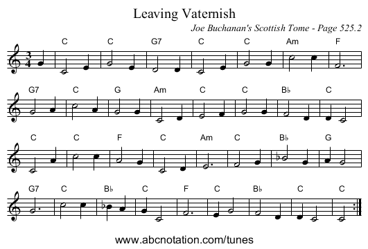 Leaving Vaternish - staff notation