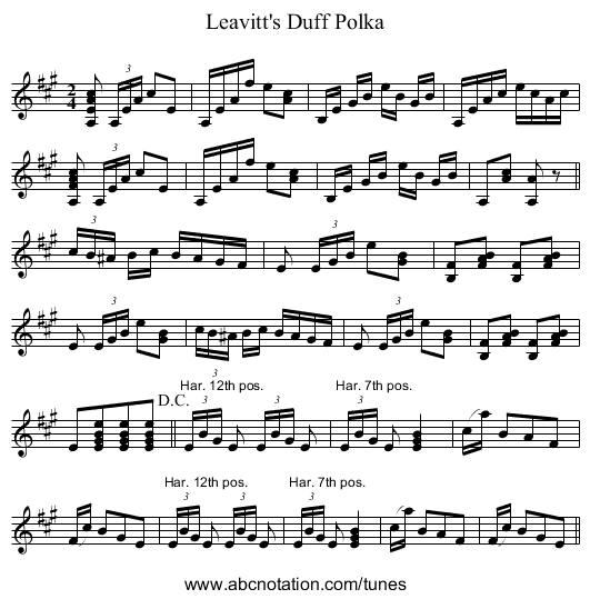 Leavitt's Duff Polka - staff notation