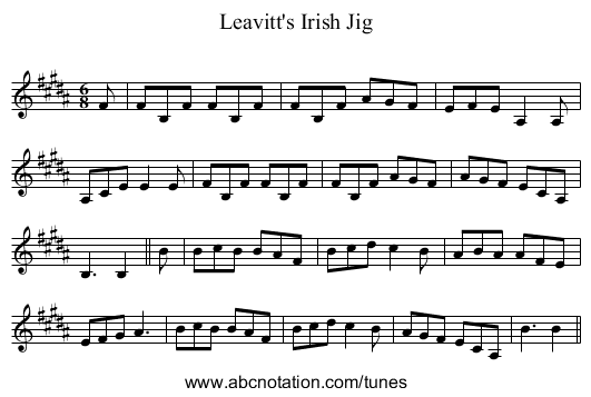 Leavitt's Irish Jig - staff notation
