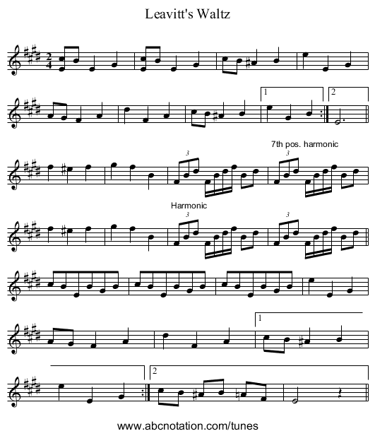 Leavitt's Waltz - staff notation