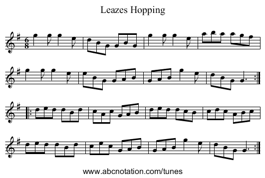 Leazes Hopping - staff notation