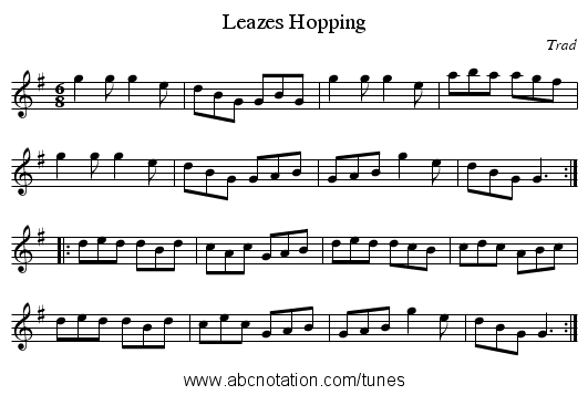 Leazes Hopping - staff notation
