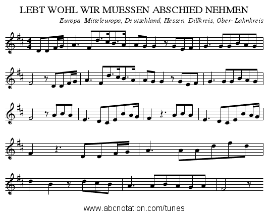 LEBT WOHL WIR MUESSEN ABSCHIED NEHMEN - staff notation