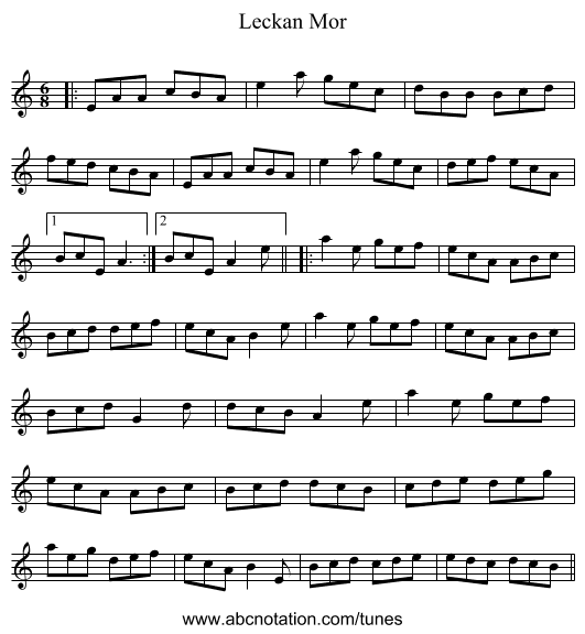 Leckan Mor - staff notation