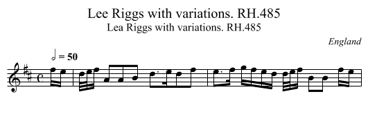 Lee Riggs with variations. RH.485 - staff notation