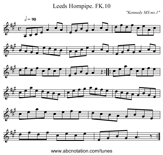 Leeds Hornpipe. FK.10 - staff notation