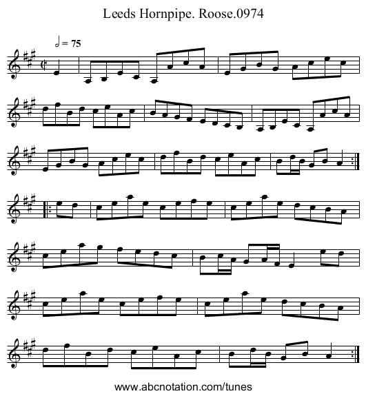 Leeds Hornpipe. Roose.0974 - staff notation