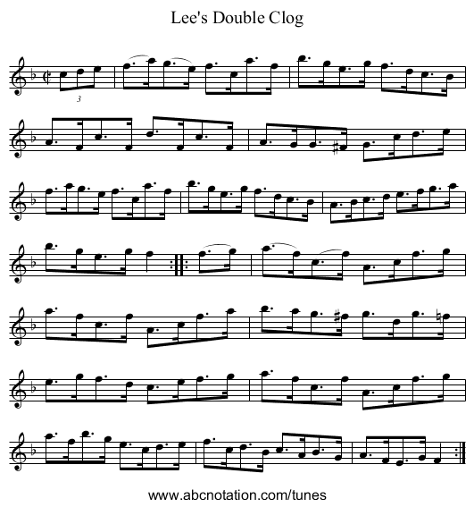 Lee's Double Clog - staff notation