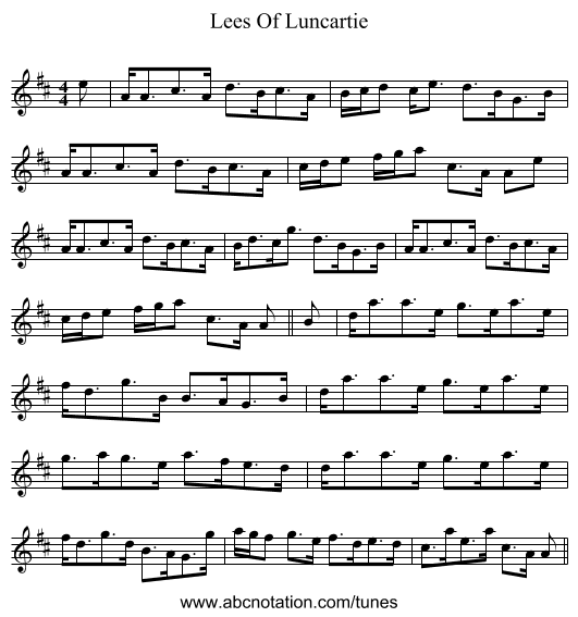 Lees Of Luncartie - staff notation