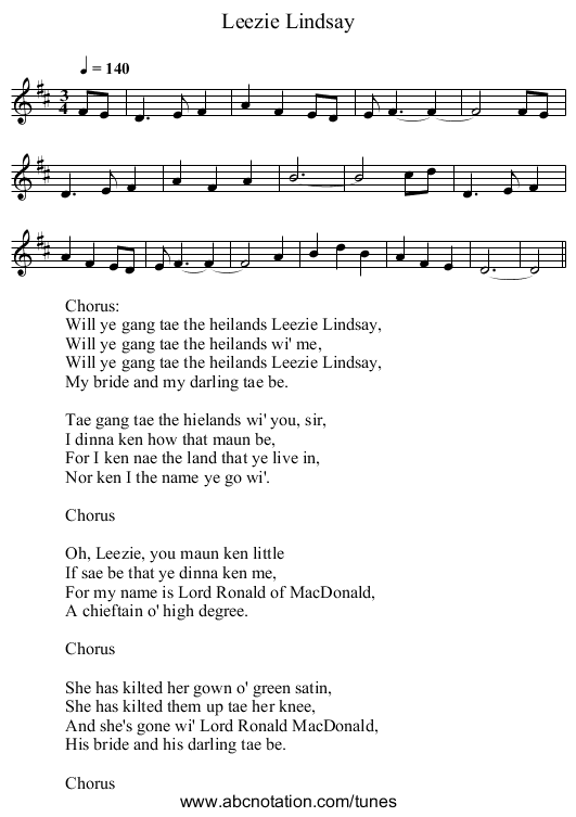 Leezie Lindsay - staff notation