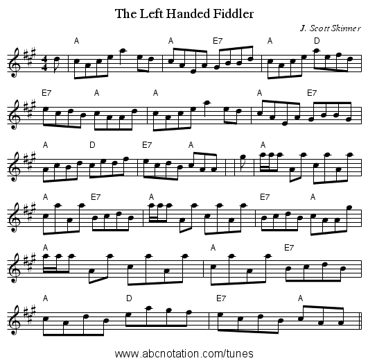 Left Handed Fiddler, The - staff notation