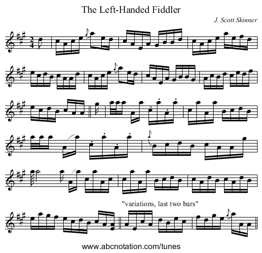 Left-Handed Fiddler, The - staff notation