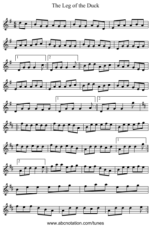 Leg of the Duck, The - staff notation