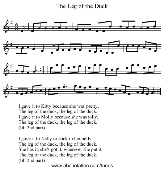 Leg of the Duck, The - staff notation