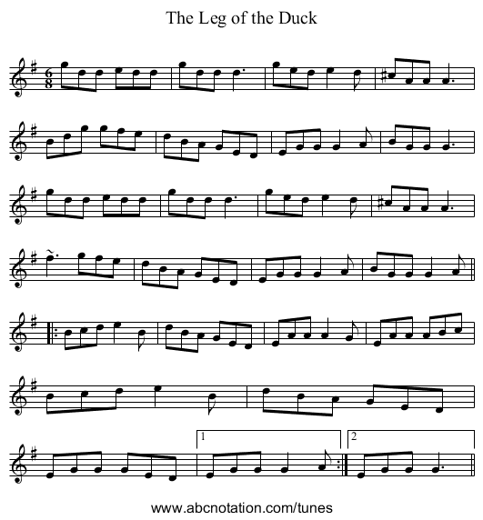 Leg of the Duck, The - staff notation