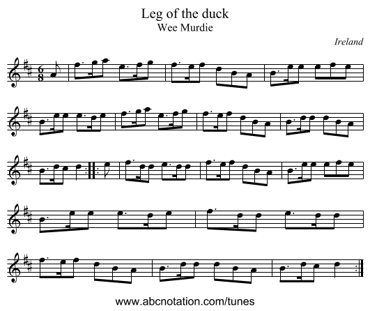 Leg of the duck - staff notation