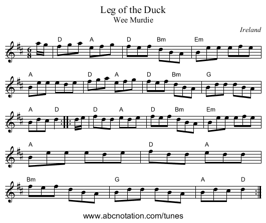 Leg of the Duck - staff notation