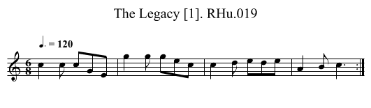 Legacy [1]. RHu.019, The - staff notation