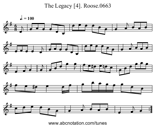 Legacy [4]. Roose.0663, The - staff notation