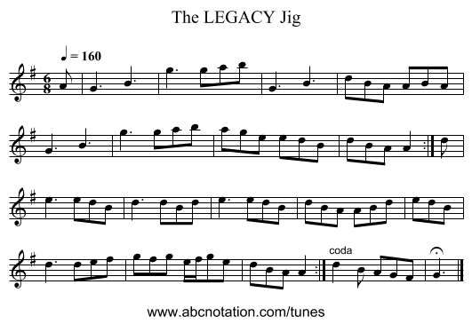 LEGACY Jig, The - staff notation