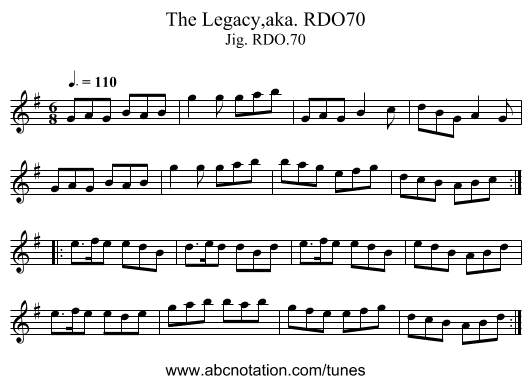 Legacy,aka. RDO70, The - staff notation