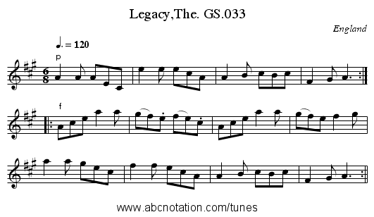 Legacy,The. GS.033 - staff notation