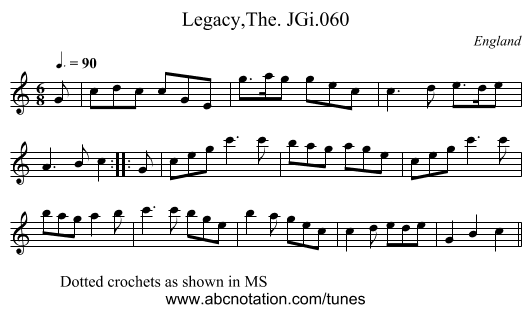 Legacy,The. JGi.060 - staff notation