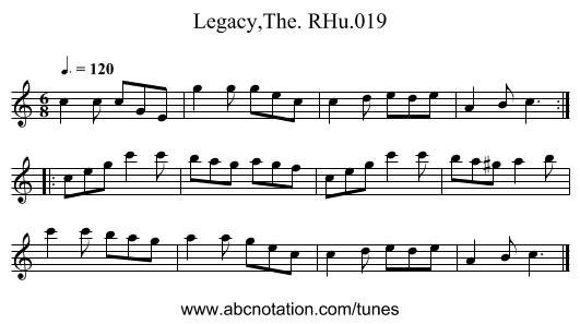 Legacy,The. RHu.019 - staff notation