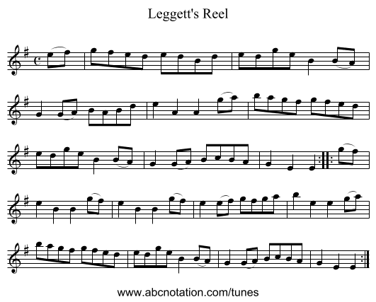 Leggett's Reel - staff notation