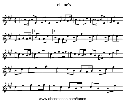 Lehane's - staff notation