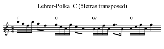 Lehrer-Polka  C (5letras transposed) - staff notation