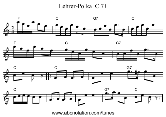 Lehrer-Polka  C 7+ - staff notation