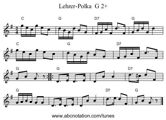 Lehrer-Polka  G 2+ - staff notation