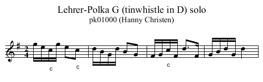 Lehrer-Polka G (tinwhistle in D) solo - staff notation