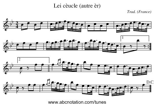 Lei cèucle (autre èr) - staff notation