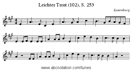 Leichter Trost (102), S. 253 - staff notation
