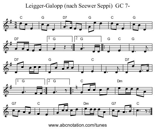 Leigger-Galopp (nach Seewer Seppi)  GC 7- - staff notation